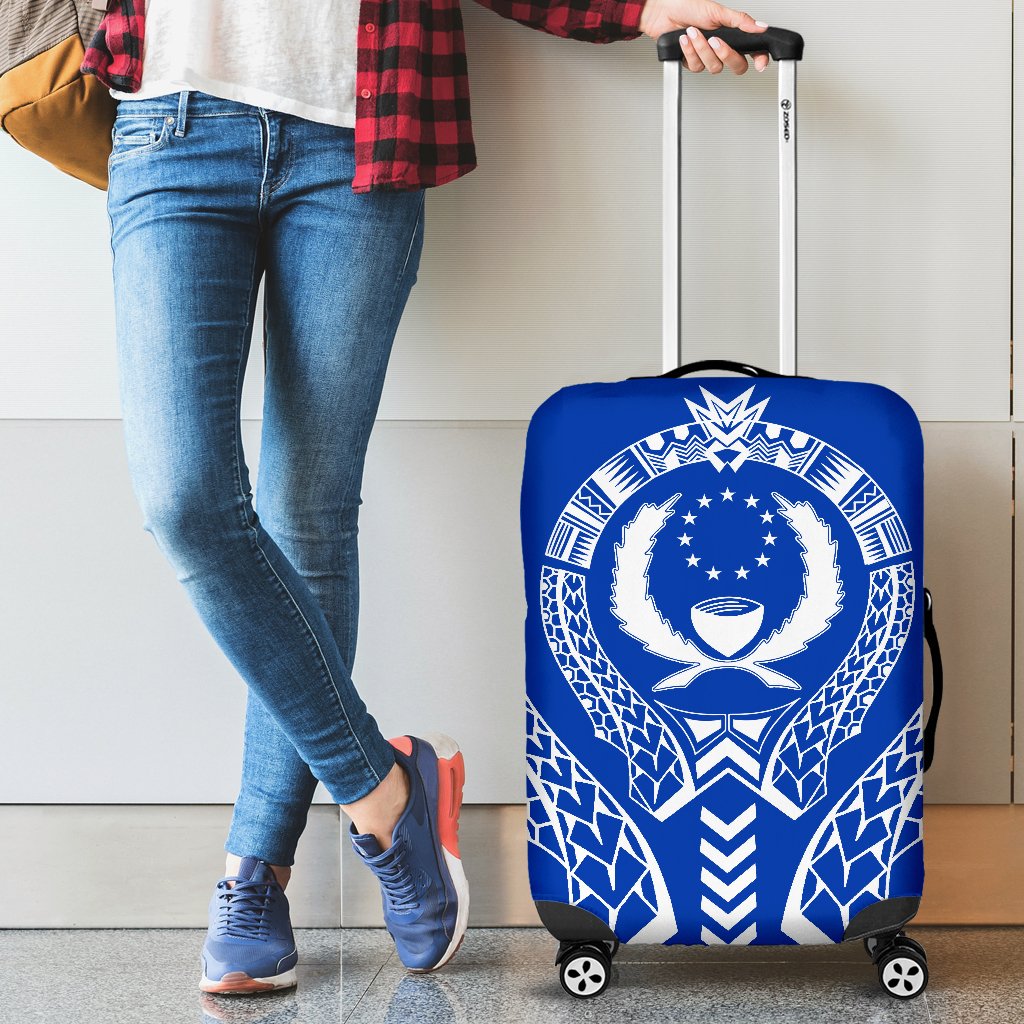 Pohnpei Luggage Cover - Micronesian Tribal Blue - Polynesian Pride