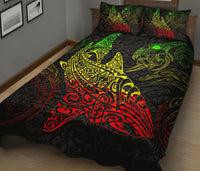 Polynesian Quilt Bed Set - Polynesian Reggae Shark Warrior Tattoo - Polynesian Pride