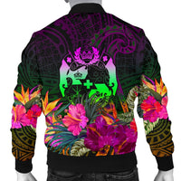 Tonga Polynesian Personalised Men's Bomber Jacket - Summer Hibiscus - Polynesian Pride