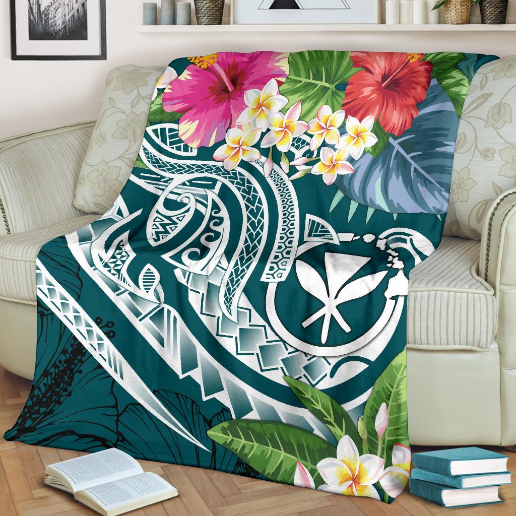 Polynesian Hawaii Kanaka Maoli Premium Blanket - Summer Plumeria - Polynesian Pride
