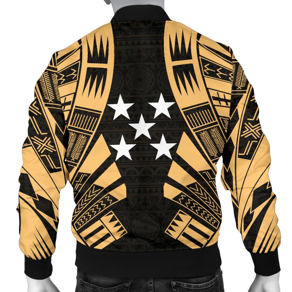 Gambier Islands Men Bomber Jackets - Polynesian Tattoo Gold - Polynesian Pride