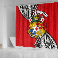 Tonga Rugby Shower Curtain Polynesian Style Pinwheel - Polynesian Pride