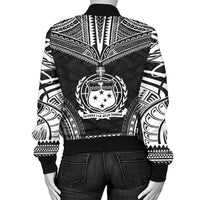 Samoa Polynesian Chief Women'S Bomber Jacket - Black Version - Polynesian Pride