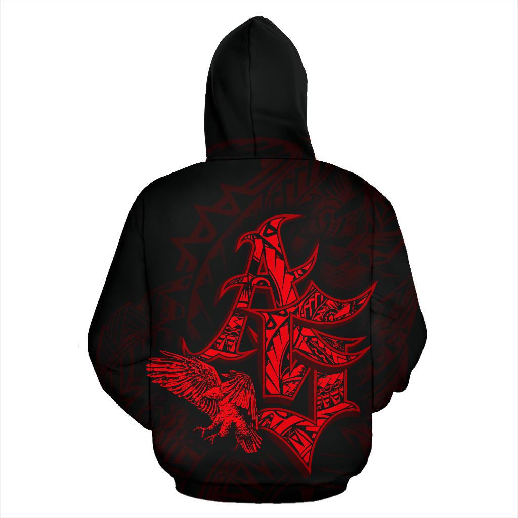 American Samoa Polynesian Hoodie Eagle Coat of rms Red - Polynesian Pride