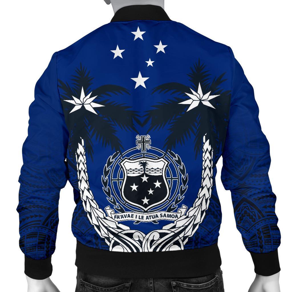 Samoa Polynesian Coconut Men's Bomber Jacket (Blue) - Polynesian Pride