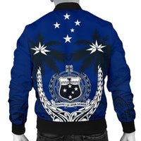 Samoa Polynesian Coconut Men's Bomber Jacket (Blue) - Polynesian Pride