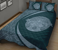 Hawaii Polynesian Pele Kanaka Quilt Bed Set Circle Style Blue And Black - Polynesian Pride