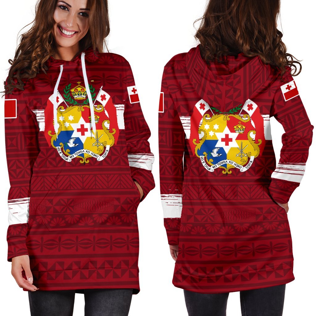 Tonga Hoodie Dress - Tonga Flag Coat Of Arms Special - Polynesian Pride