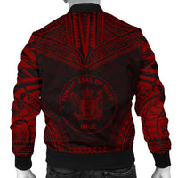 Niue Polynesian Chief Men's Bomber Jacket - Red Version - Polynesian Pride