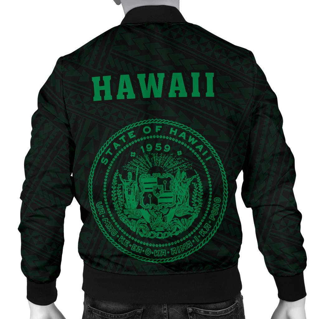 Hawaii Kakau Polynesian Coat Of Arms Men's Bomber Jacket - Green - Polynesian Pride