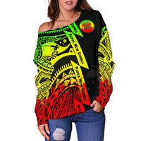 Polynesian Guinea Women's Off Shoulder - Moana Maui Tattoo With Coat Of Arm Guinea Reggae - Polynesian Pride
