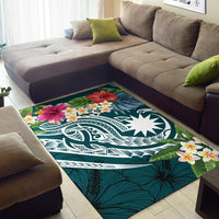 Nauru Polynesian Area Rug - Summer Plumeria (Turquoise) - Polynesian Pride