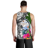 Marshall Islands Men's Tank Top White - Turtle Plumeria Banana Leaf Crest - Polynesian Pride
