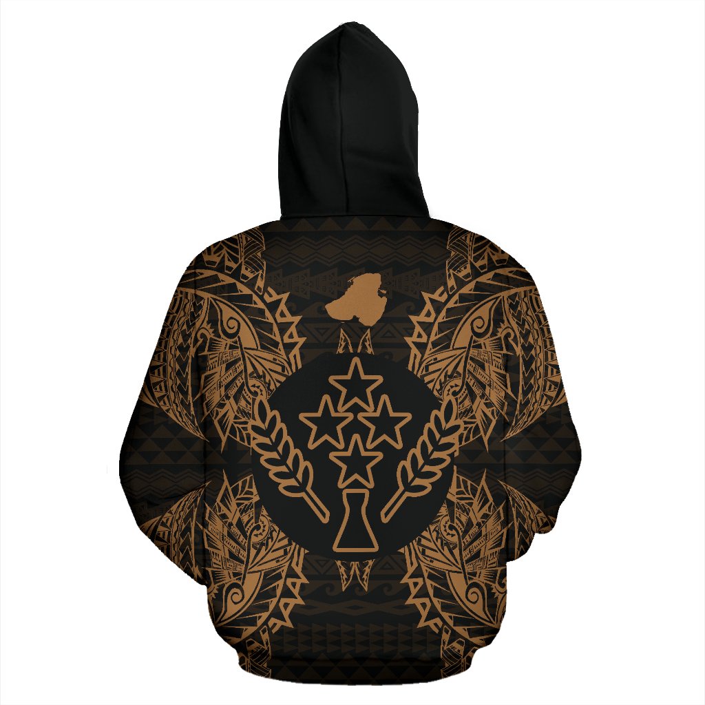 Kosrae Polynesian All Over Zip up Hoodie Map Gold - Polynesian Pride