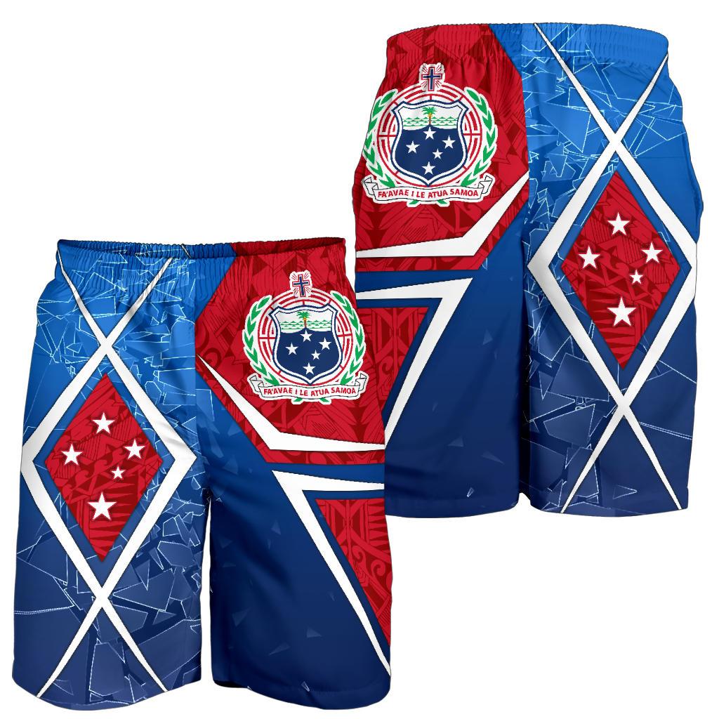 Samoa Men's Shorts - Samoa Flag with Polynesian Patterns - Polynesian Pride