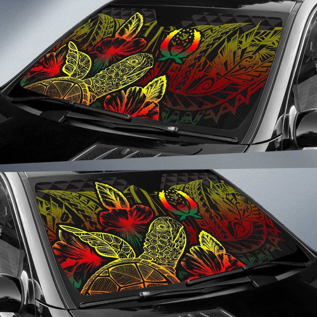 Polynesian Hawaii Auto Sun Shades Turtle Hibiscus Reggae - Polynesian Pride