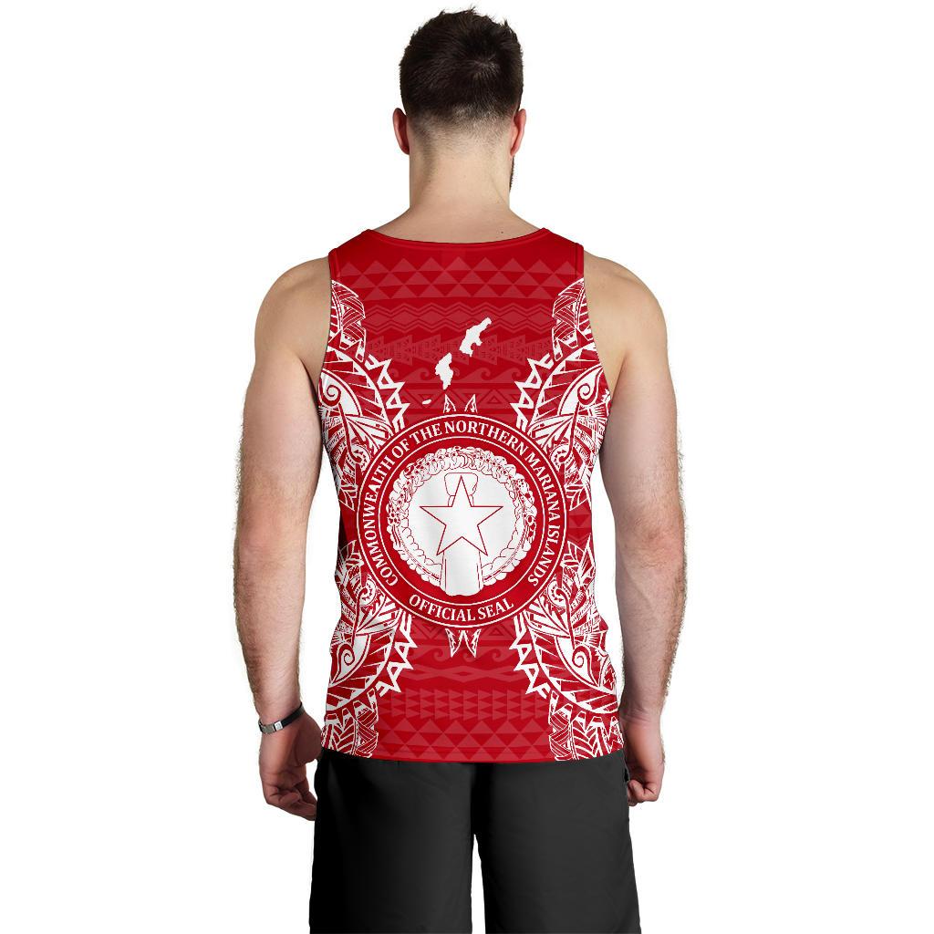 Northern Mariana Islands Polynesian Men Tank Top Map Red White - Polynesian Pride