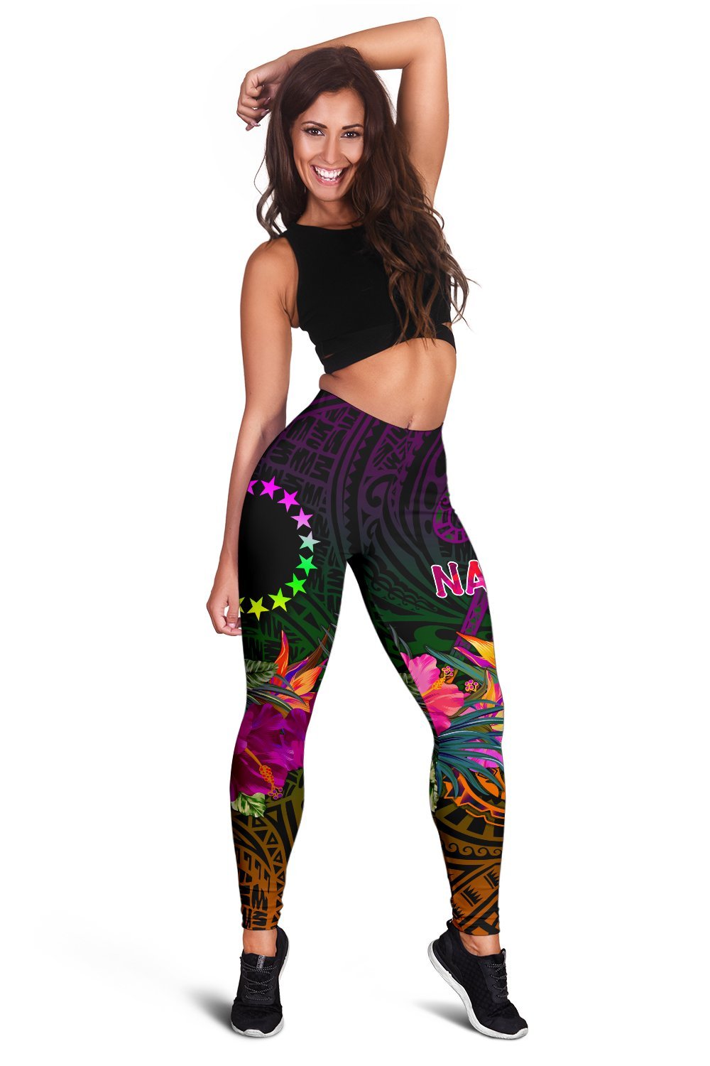 Cook Islands Personalised Polynesian Women's Leggings - Summer Hibiscus - Polynesian Pride