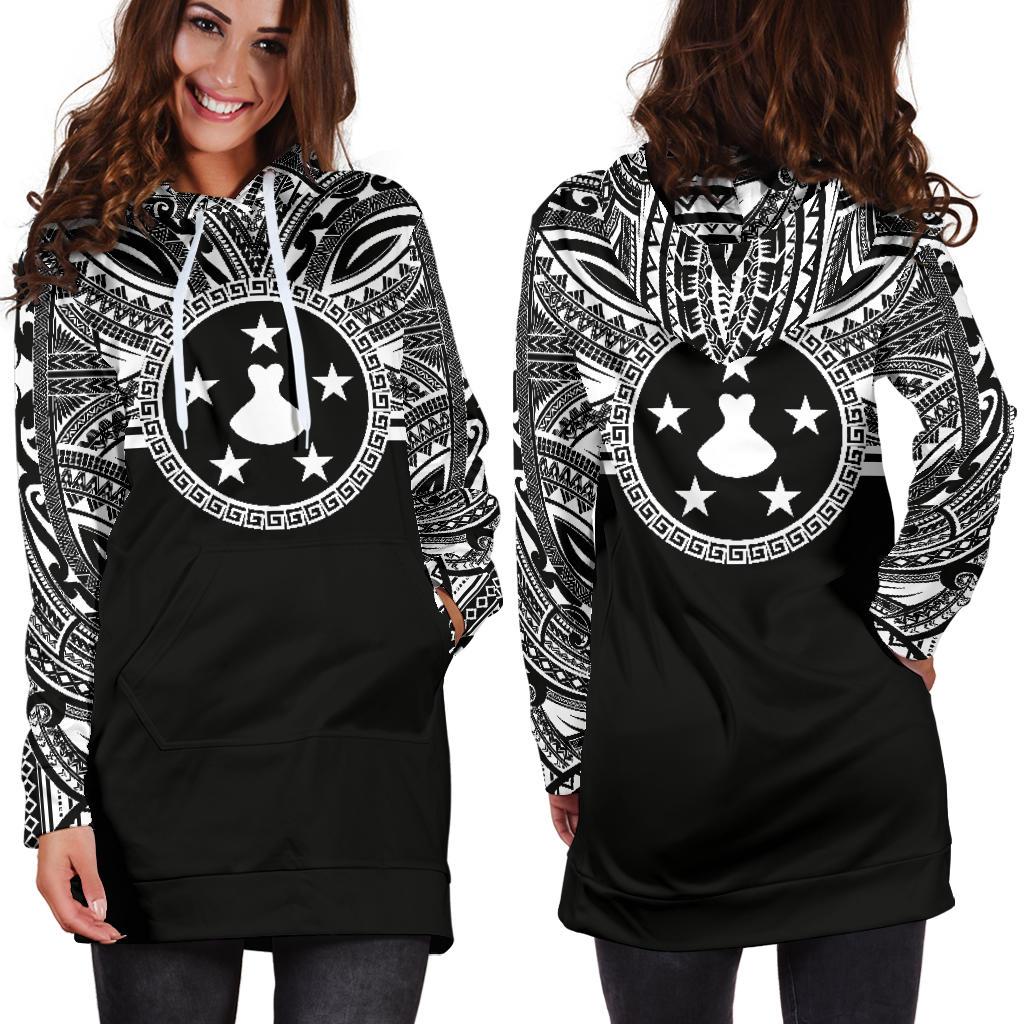 Austral Islands Women Hoodie Dress - Austral Islands Coat Of Arms Polynesian Black Color - Polynesian Pride