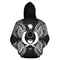 Pohnpei Polynesian All Over Zip up Hoodie Map Black - Polynesian Pride