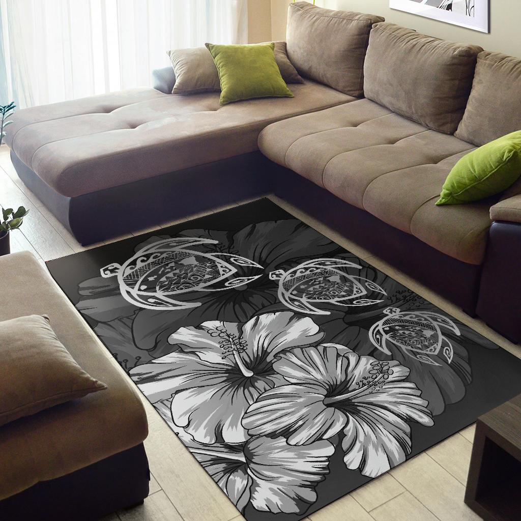 Hawaiian Map Hibiscus Flowers Vintage Polynesian Rug AH - Polynesian Pride