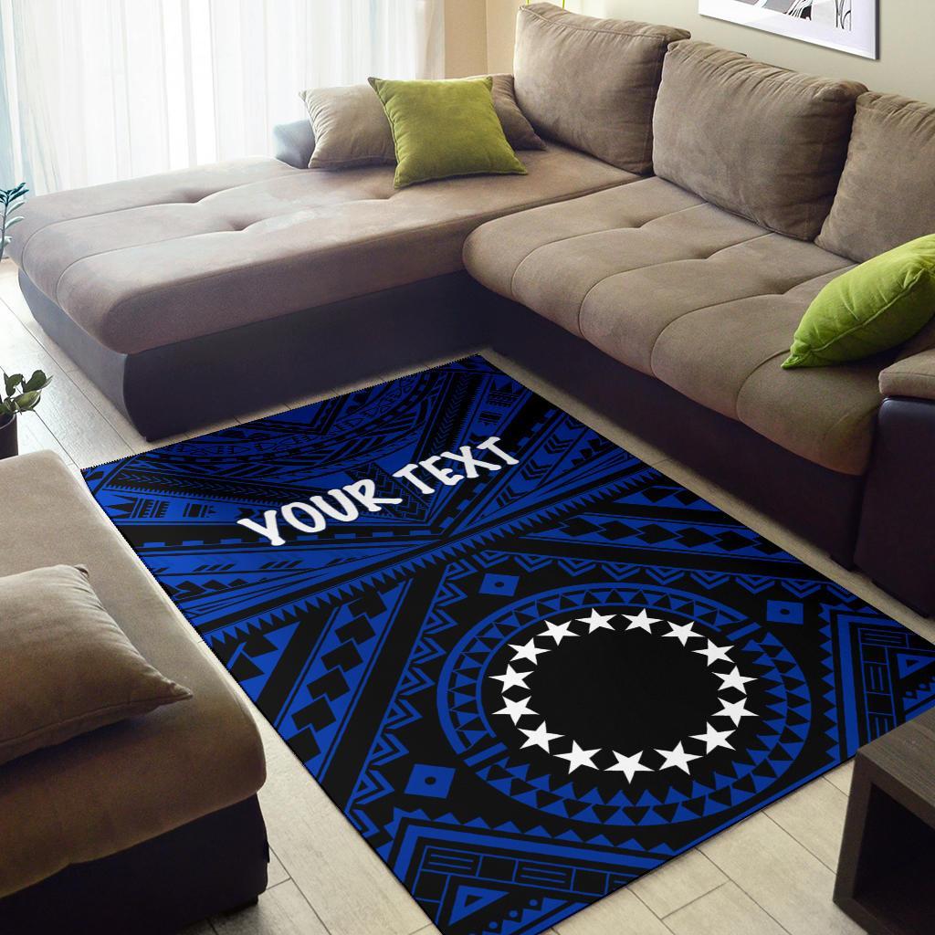 Cook Island Personalised Area Rug Seal With Polynesian Tattoo Style ( Blue) - Polynesian Pride