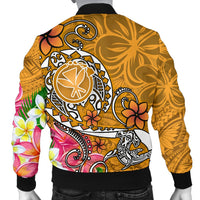 Hawaii Men's Bomber Jacket - Turtle Plumeria Polynesian Tattoo Gold Color - Polynesian Pride