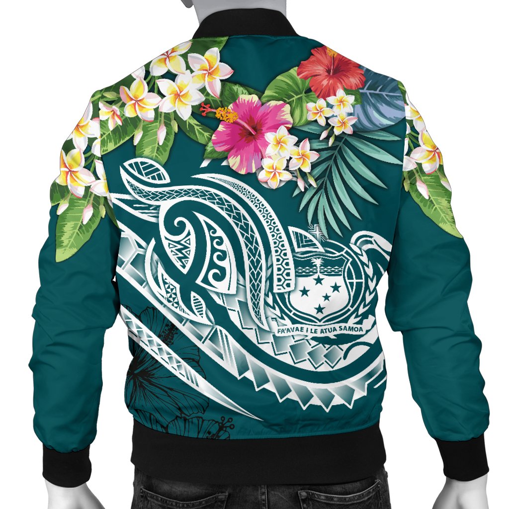 Samoa Polynesian Men's Bomber Jacket - Summer Plumeria - Polynesian Pride