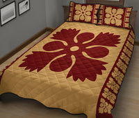 Hawaiian Quilt Pattern Plants And Tropical Flora Quilt Bed Set - Polynesian Pride