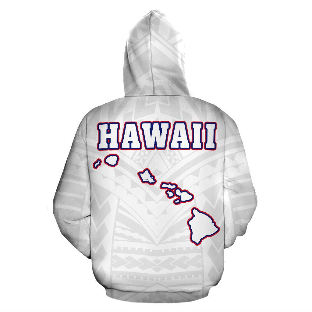 Hawaii Flag Polynesian White Zip up Hoodie - Polynesian Pride
