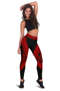 Hawaii Turtle Polynesian Red Leggings - Diamond Style - Polynesian Pride