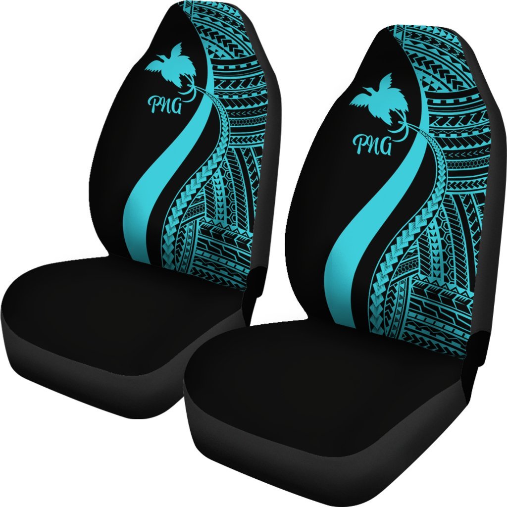 Papua New Guinea Car Seat Covers - Turquoise Polynesian Tentacle Tribal Pattern - Polynesian Pride