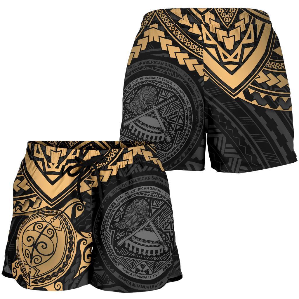 American Samoa Polynesian Women's Shorts - Gold Turtle - Polynesian Pride