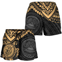 American Samoa Polynesian Women's Shorts - Gold Turtle - Polynesian Pride