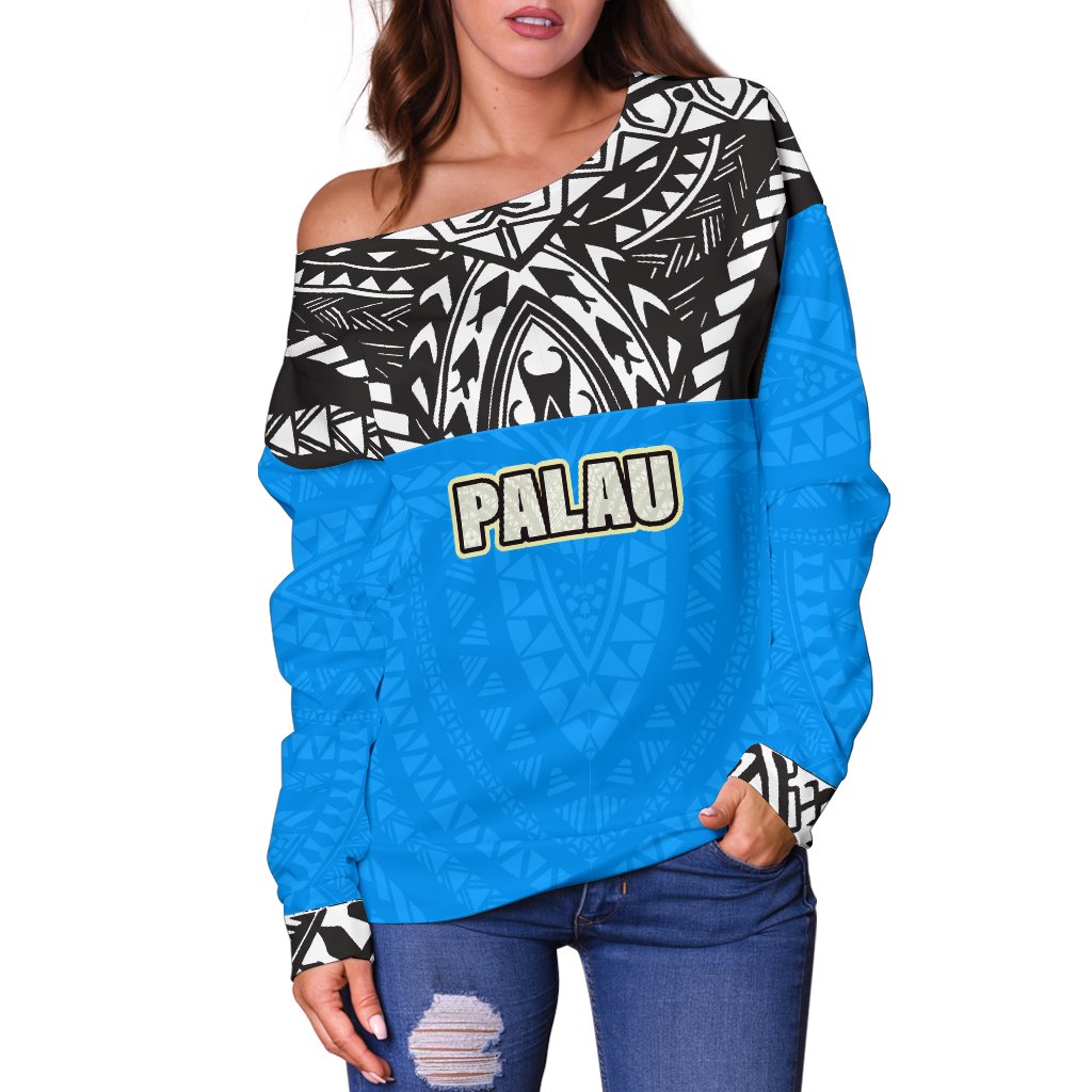 Palau Women's Off Shoulder Sweater - Polynesian Design - Polynesian Pride