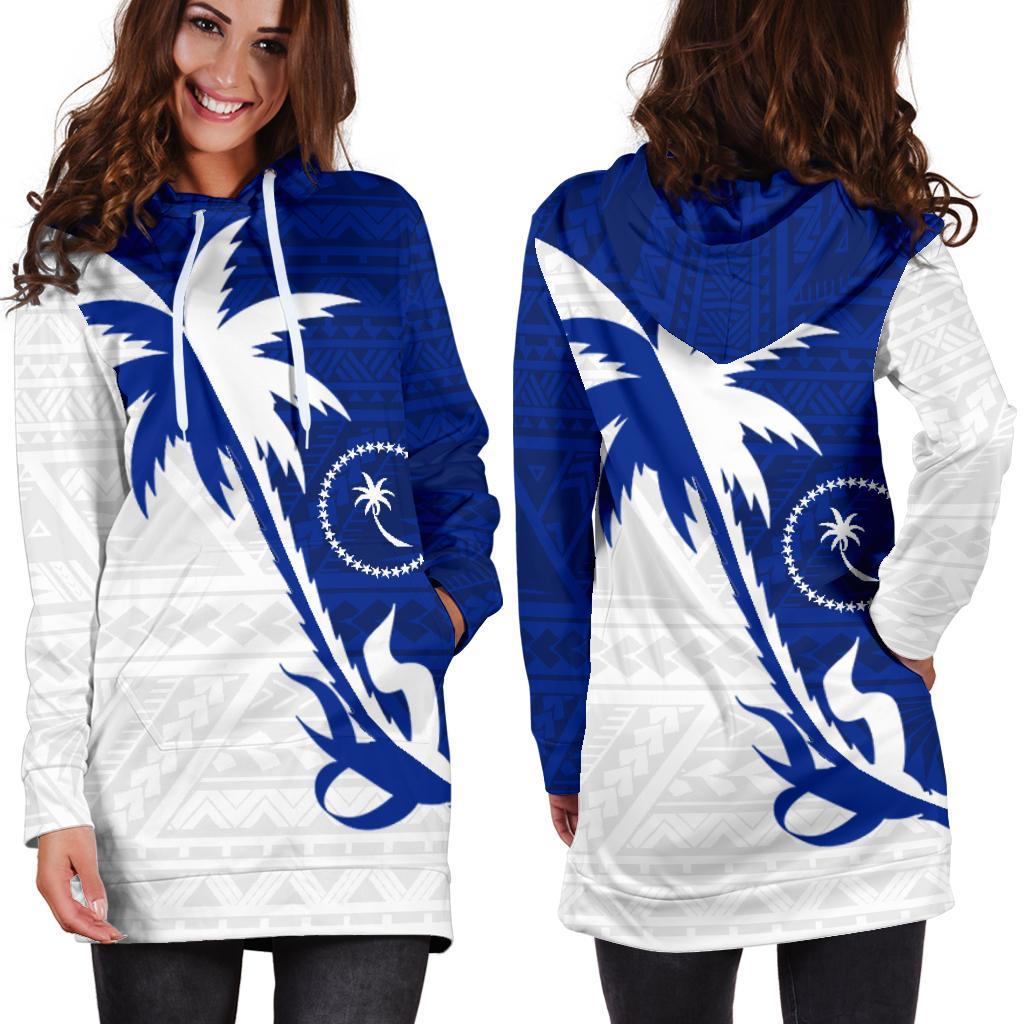 Chuuk Hoodie Dress - Chuuk Flag Coconut Tree K4 - Polynesian Pride