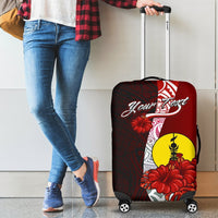 New Caledonia Polynesian Custom Personalised Luggage Covers - Coat Of Arm With Hibiscus - Polynesian Pride