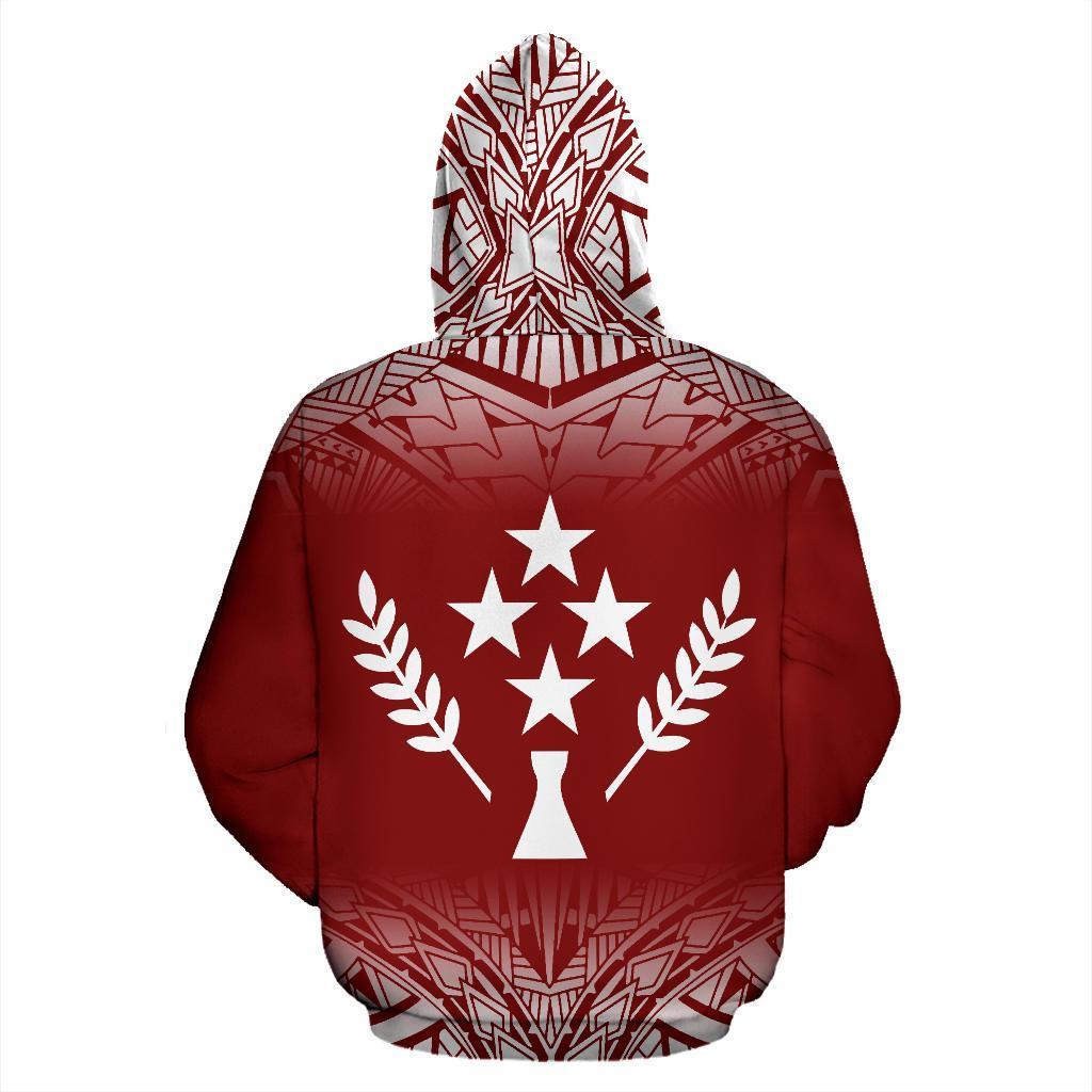 Kosrae All Over Zip up Hoodie Red Fog Style - Polynesian Pride