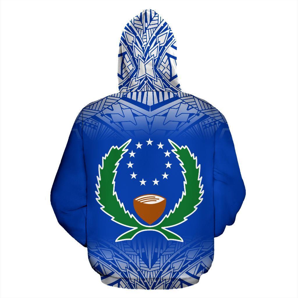 Pohnpei All Over Zip up Hoodie Blue Fog Style - Polynesian Pride