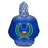 Pohnpei All Over Zip up Hoodie Blue Fog Style - Polynesian Pride