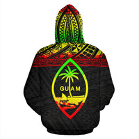 Guam Polynesian All Over Zip up Hoodie Reggae Horizontal Style - Polynesian Pride