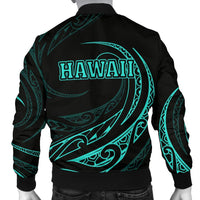 Hawaii Coat Of Arms Polynesian Men's Bomber Jacket - Turquoise - Frida Style - Polynesian Pride
