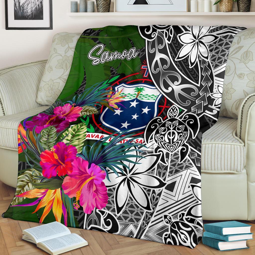 Samoa Premium Blanket - Turtle Plumeria Banana Leaf - Polynesian Pride