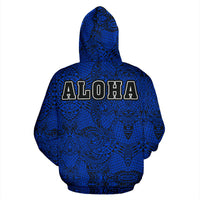 Hawaiian Aloha Turtle Polynesian Blue Zip up Hoodie - Polynesian Pride