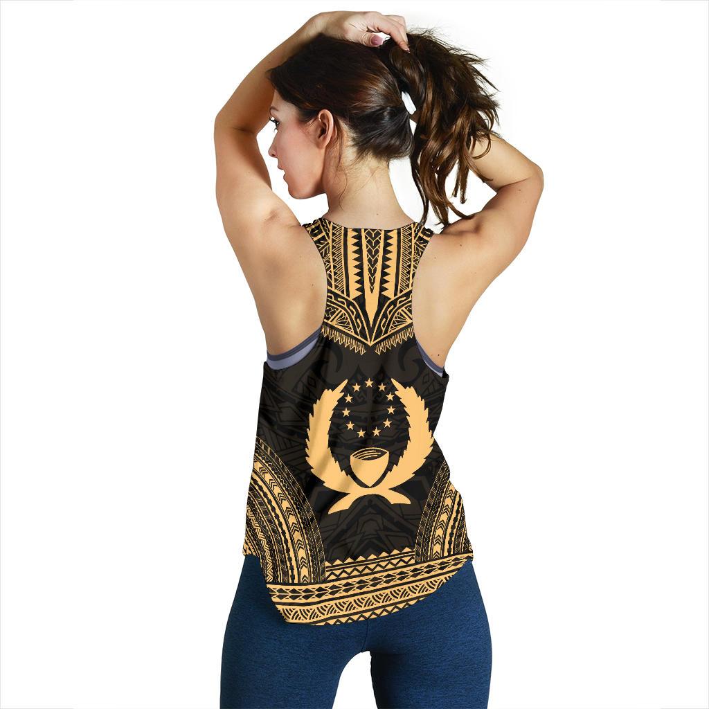 Pohnpei Women's Racerback Tank - Polynesian Chief Gold Version - Polynesian Pride