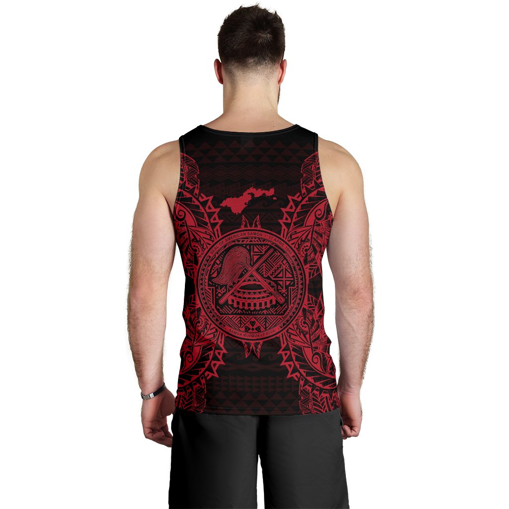 American Samoa Men Tank Top Map Red - Polynesian Pride