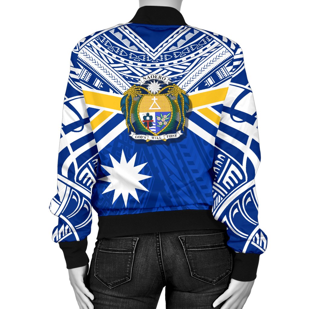 Nauru Rugby Women Bomber Jacket Symbol Star Polynesian - Polynesian Pride