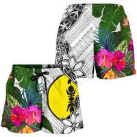 New Caledonia Women's Short White - Turtle Plumeria Banana Leaf - Polynesian Pride