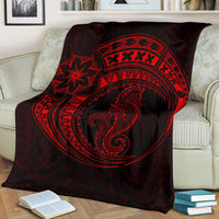 Seahorse Polynesian Blanket - Polynesian Tattoo Red - Polynesian Pride