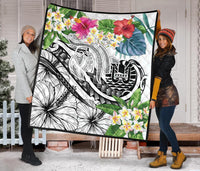 Tahiti Polynesian Premium Quilt - Summer Plumeria (White) - Polynesian Pride